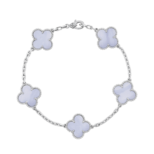 18K Vintage Alhambra Five Motifs Chalcedony Clover Bracelet