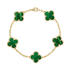 18K Vintage Alhambra Five Motifs Malachite Clover Bracelet