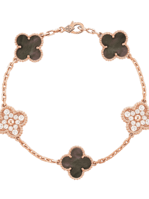 18K Vintage Alhambra Five Motifs Pearl Clover Bracelet