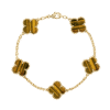 18K Vintage Alhambra Five Motifs Tiger Eye Bracelet