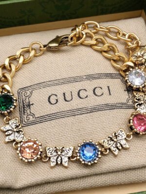 18K Double G Interlocking G Crystals Bracelet