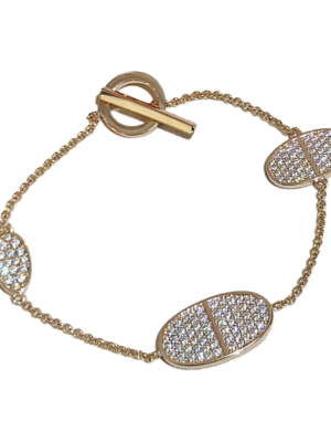 18K Chaine D'Ancre Verso Diamond H Bracelet