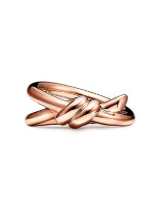 18K Rose Gold T Knot Double Row Ring