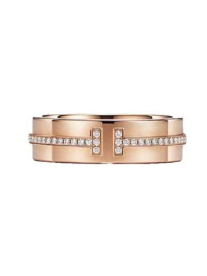 18K Rose Gold T Narrow Diamond Ring