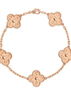 18K Rose Gold Five Motifs Clover Bracelet