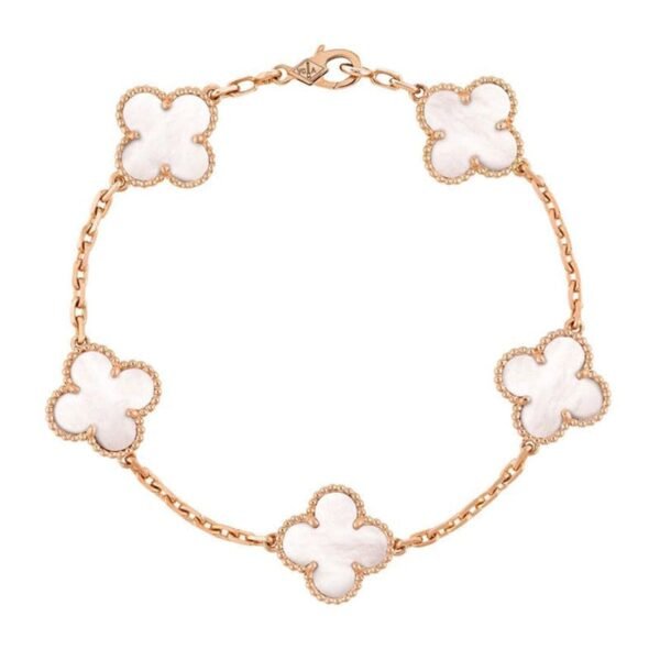 18K Vintage Alhambra Five Motifs Pearl Bracelet