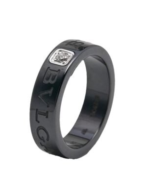 18K White Gold BV Black Ceramic Diamond Ring