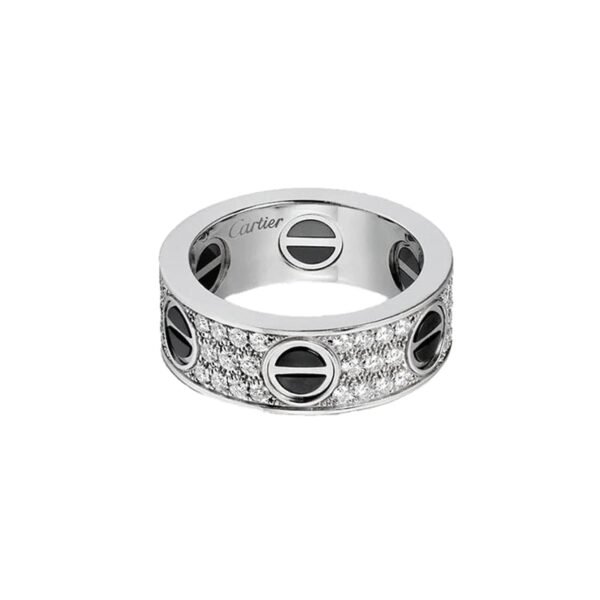18K White Gold Love Diamonds Ceramic Ring