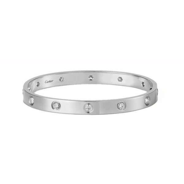 18K White Gold Ten Diamonds Love Bracelet