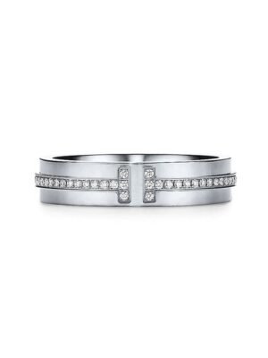 18K White Gold T Narrow Diamond Ring