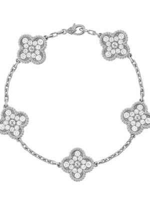18K Vintage Alhambra Diamonds Clover Bracelet