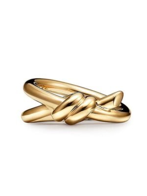 18K Yellow Gold Knot Double Row Ring