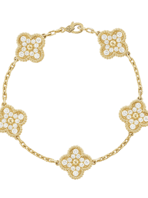 18K Vintage Alhambra Diamonds Clover Bracelet