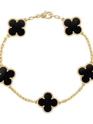 18K Vintage Alhambra Five Motifs Black Clover Bracelet