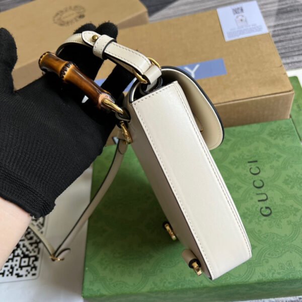 gg Bamboo Mini Handbag White For Women, Women’s Bags 6.2in/16cm gg 702106 UZY0T 9022