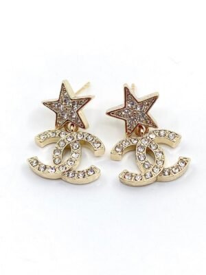 18K CC Star Diamond Earrings