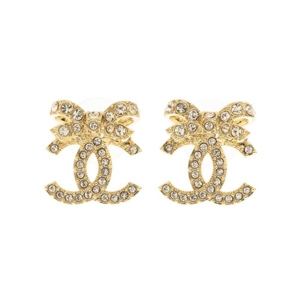 18K CC Strass Bow Stud Earrings