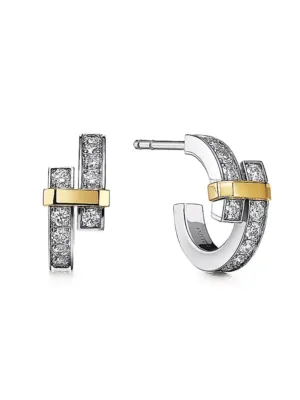 18K T Edge Hoop Earrings