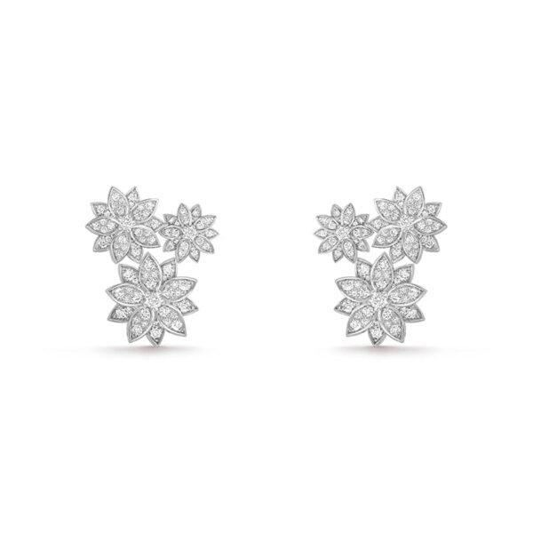18K Lotus Three Flowers Earrings