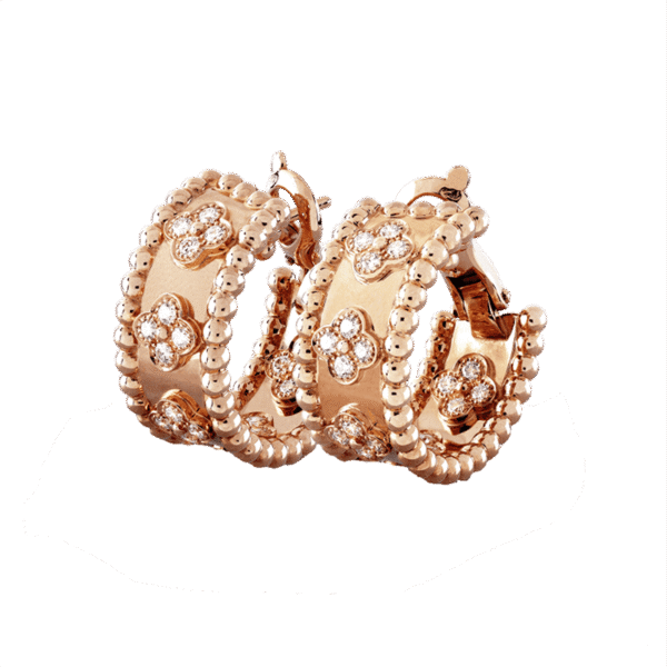 18K Perl¨¦e Clovers Hoop Earrings