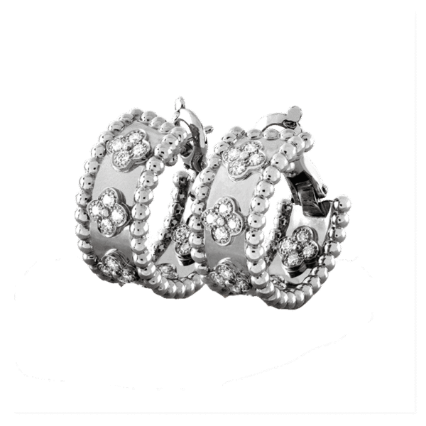 18K Perl¨¦e Clovers Hoop Earrings