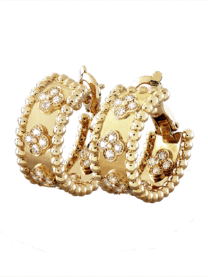 18K Perl¨¦e Clovers Hoop Earrings