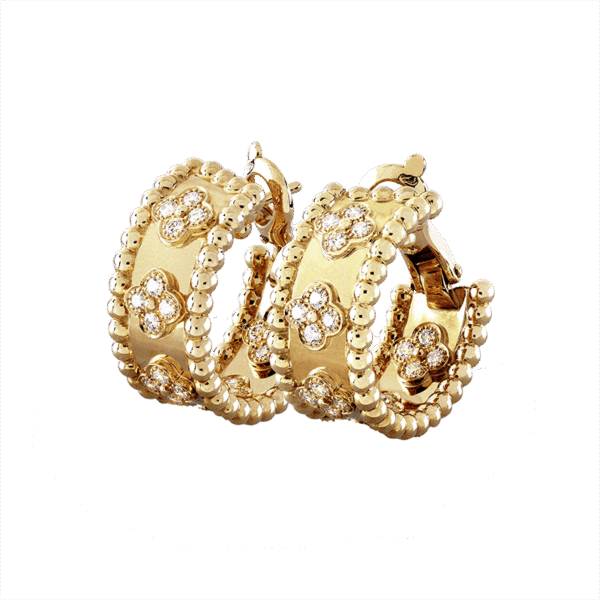 18K Perl¨¦e Clovers Hoop Earrings