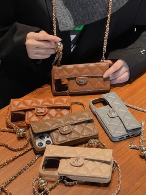 Luxury Wallet iPhone Case With Hand /Crossbody Chain