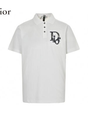 Dior Oblique Embroidered White Polo Shirt