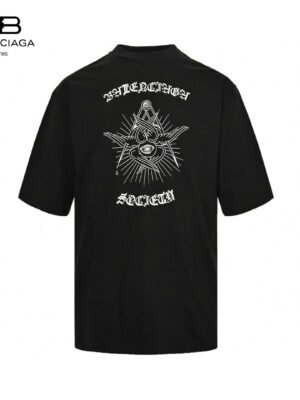 Balenciaga Society Black T-Shirt with White Graphic