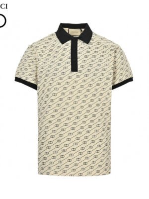 Gucci Beige GG Pattern Polo Shirt
