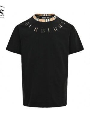 Burberry Check Collar Black T-Shirt