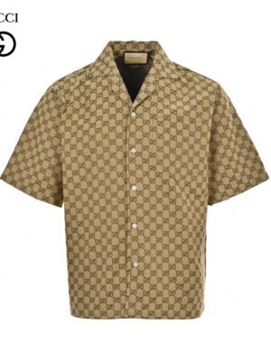 Gucci GG Monogram Beige Short Sleeve Shirt