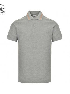 Burberry Striped Collar Polo Shirt in Grey