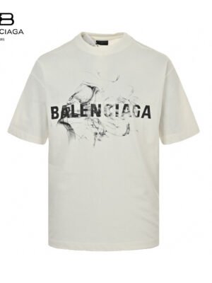 Balenciaga Smoke Print Logo T-Shirt (White)