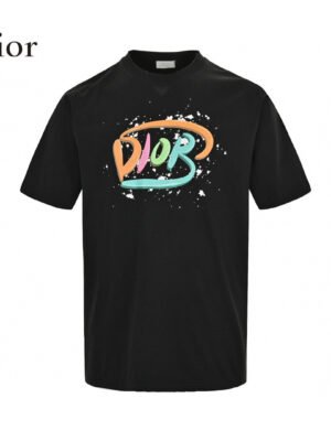 Dior Multicolor Logo Black T-Shirt