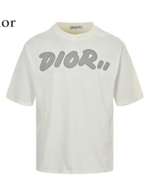 Dior Oversized Grey Logo White T-Shirt