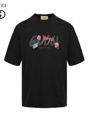 Gucci Strawberry Logo T-Shirt (Black)