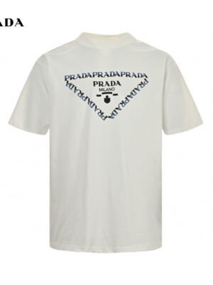 Prada White T-Shirt with Logo Design