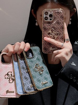 Gue Gold Logo Leather iPhone Case