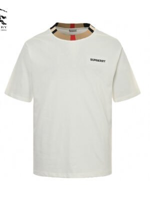 Burberry Check Collar T-Shirt in White