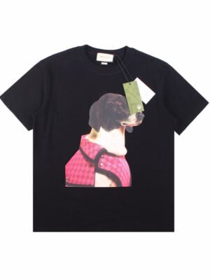 Gucci Dog Print T-Shirt in Black