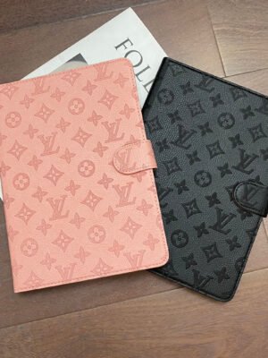 3D Embossed Canvas Monogram Holster Apple iPad Flip Cover With Stand Function