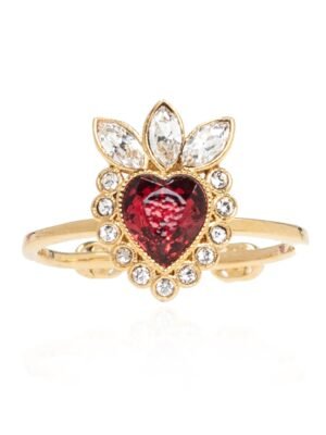 18K Double G Crystal Heart Ring