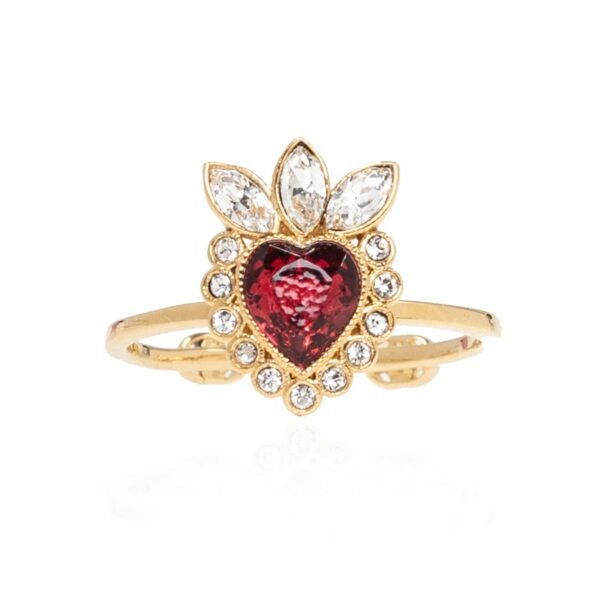 18K Double G Crystal Heart Ring