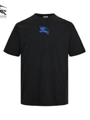 Burberry Black T-Shirt with Blue Equestrian Knight Logo