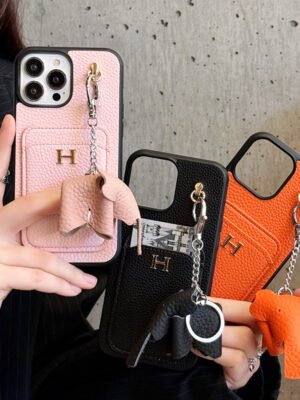H Card Holder Leather Pendant iPhone Case