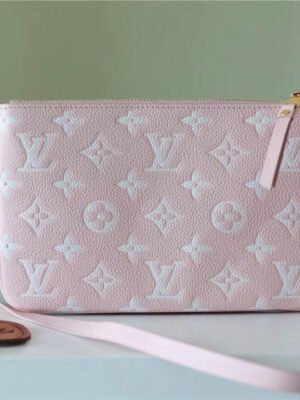LV Double Zip Pochette Monogram Empreinte Candy Pink For Women,  Shoulder And Crossbody Bags 20cm/7.9in LV M81429