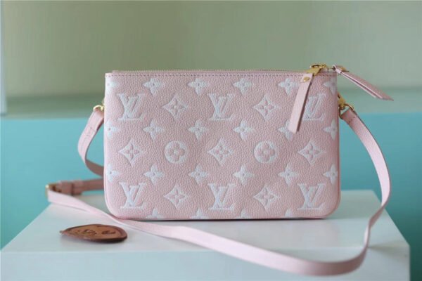 1b1964c2 LV Double Zip Pochette Monogram Empreinte Candy Pink For Women, Shoulder And Crossbody Bags 20cm/7.9in LV M81429