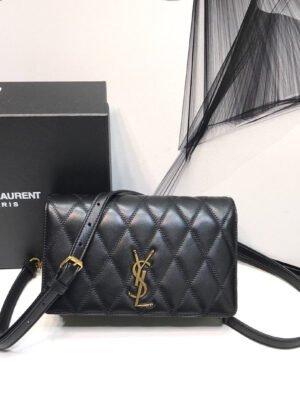 YSSL Angie Patent Handbag Black For Women 8.6in/22cm YSL